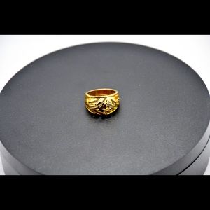 18K Gold Plated Diamond Cut Dome Ring